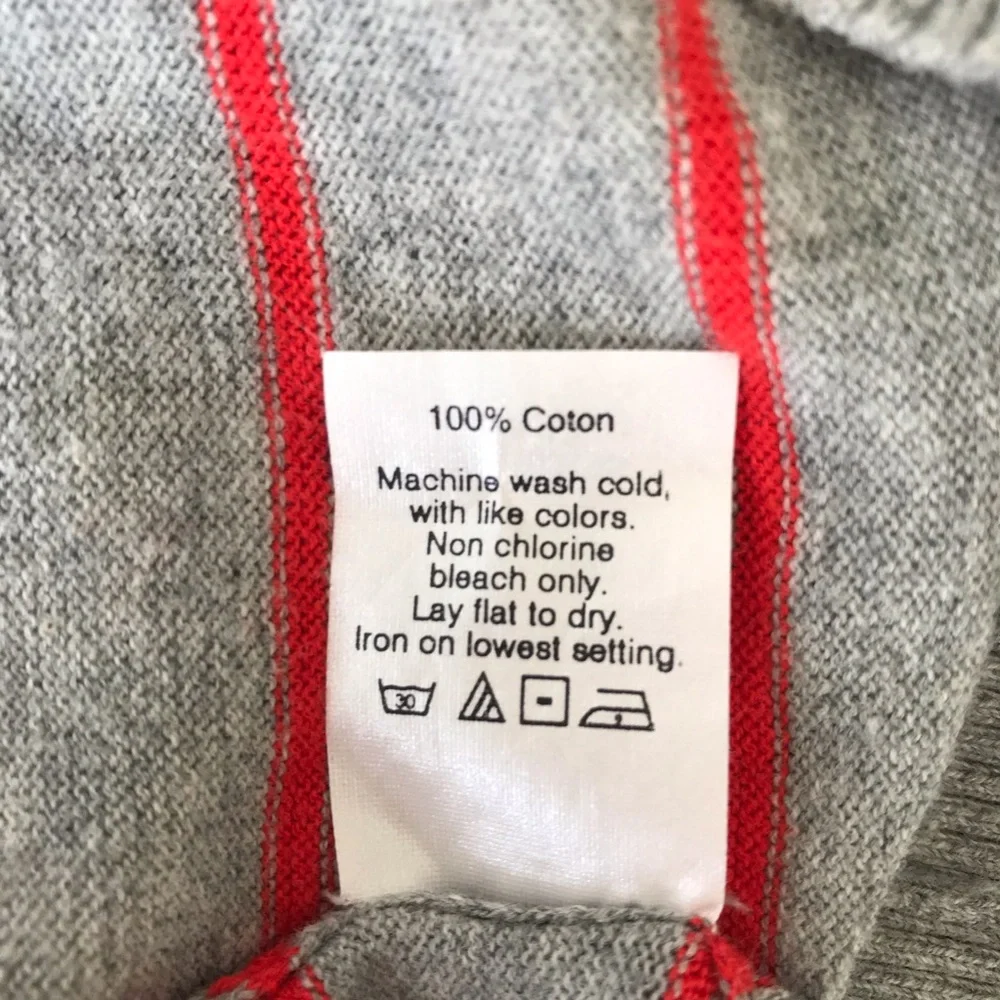 J. Crew Factory grey and orange striped vneck sweater Sz M_6